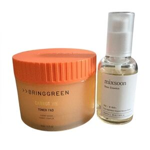 Glass Skin Prep Duo – Bring Green Carrot Toner Pads + Mixsoon Bean Essence (New)